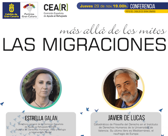  Los ponentes serán Estrella Galán y Javier de Lucas (Foto TA)